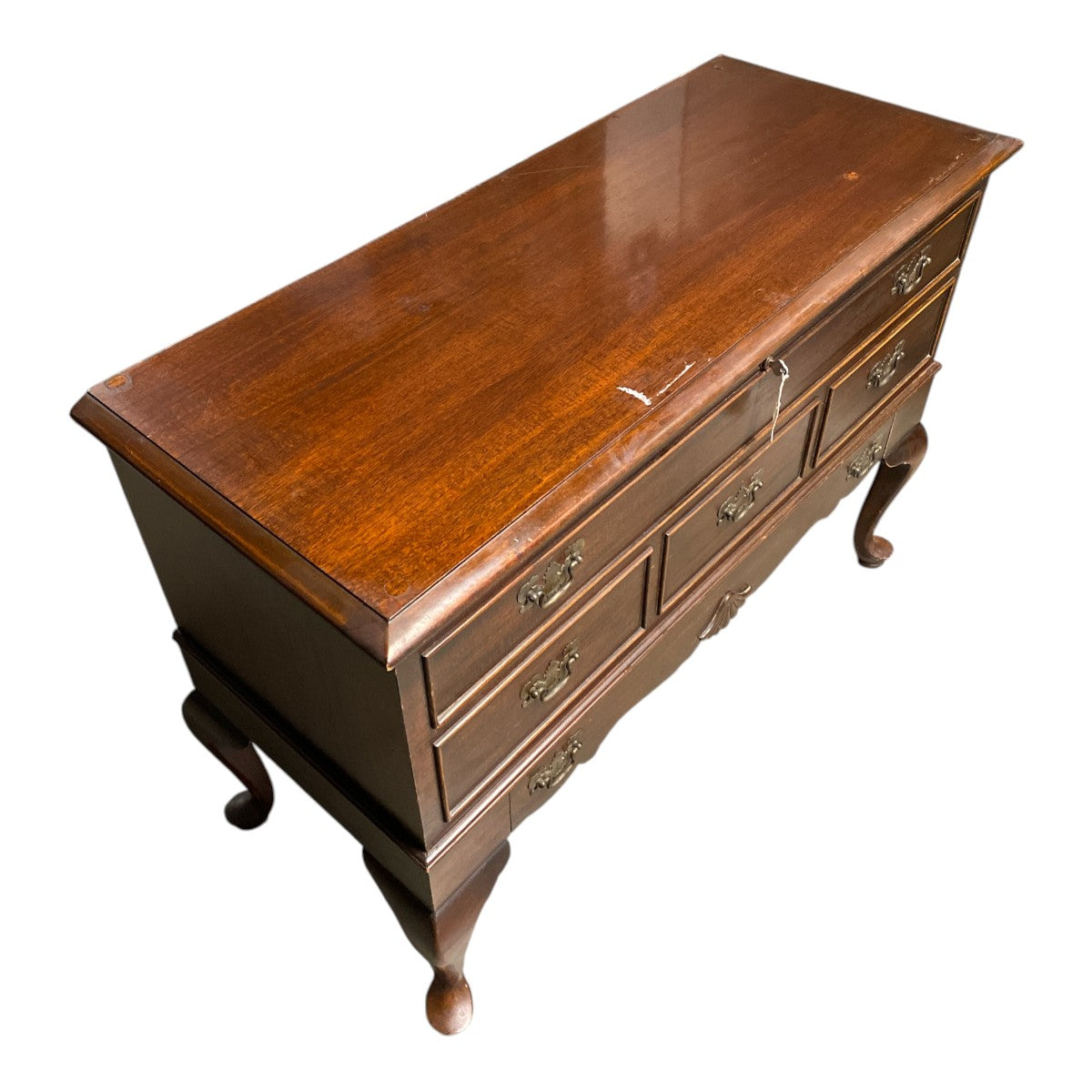 Vintage Lane Mahogany-Finish “Faux Drawer” Cedar Chest on Cabriole Legs
