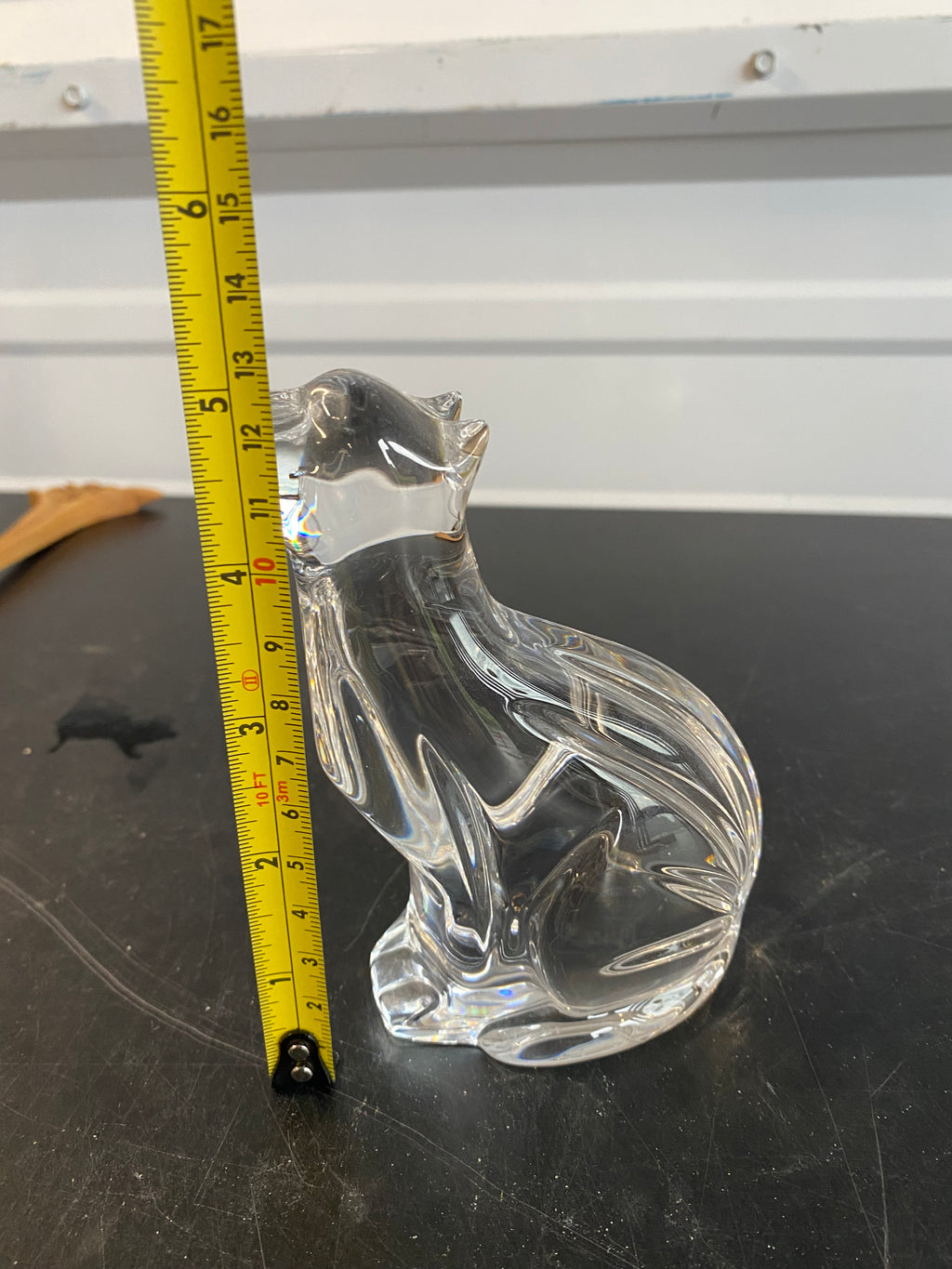 Waterford Crystal Seated Cat Figurine Clear Lead Crystal Paperweight