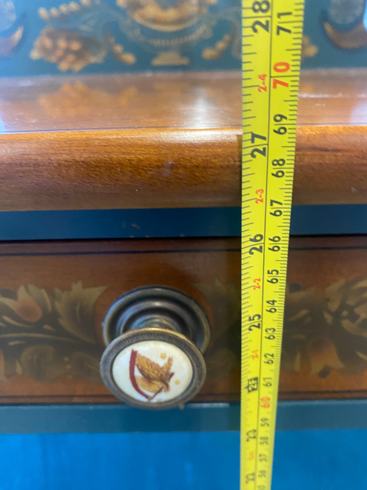 Hitchcock-Style Two-Drawer Washstand with Hand-Stenciled Fruit Basket Motif