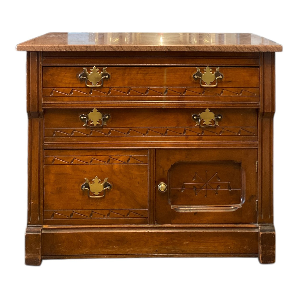 Antique Victorian Eastlake Walnut Commode c. 1875–1890