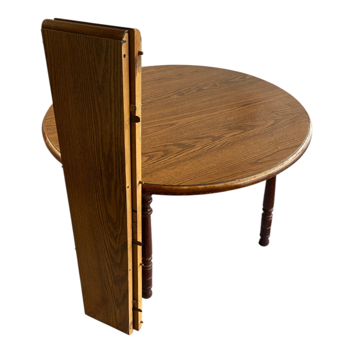 Round Oak‐Look Dining Table + Leaf – Seats 4–6