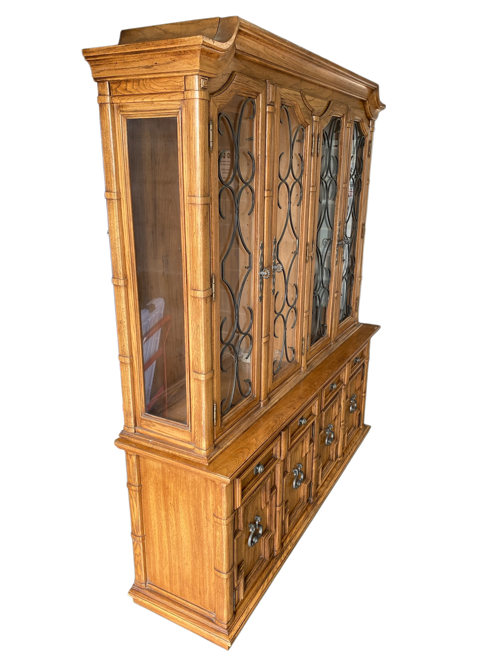 Vintage Thomasville China Cabinet & Hutch — 1970, Four-Door Display