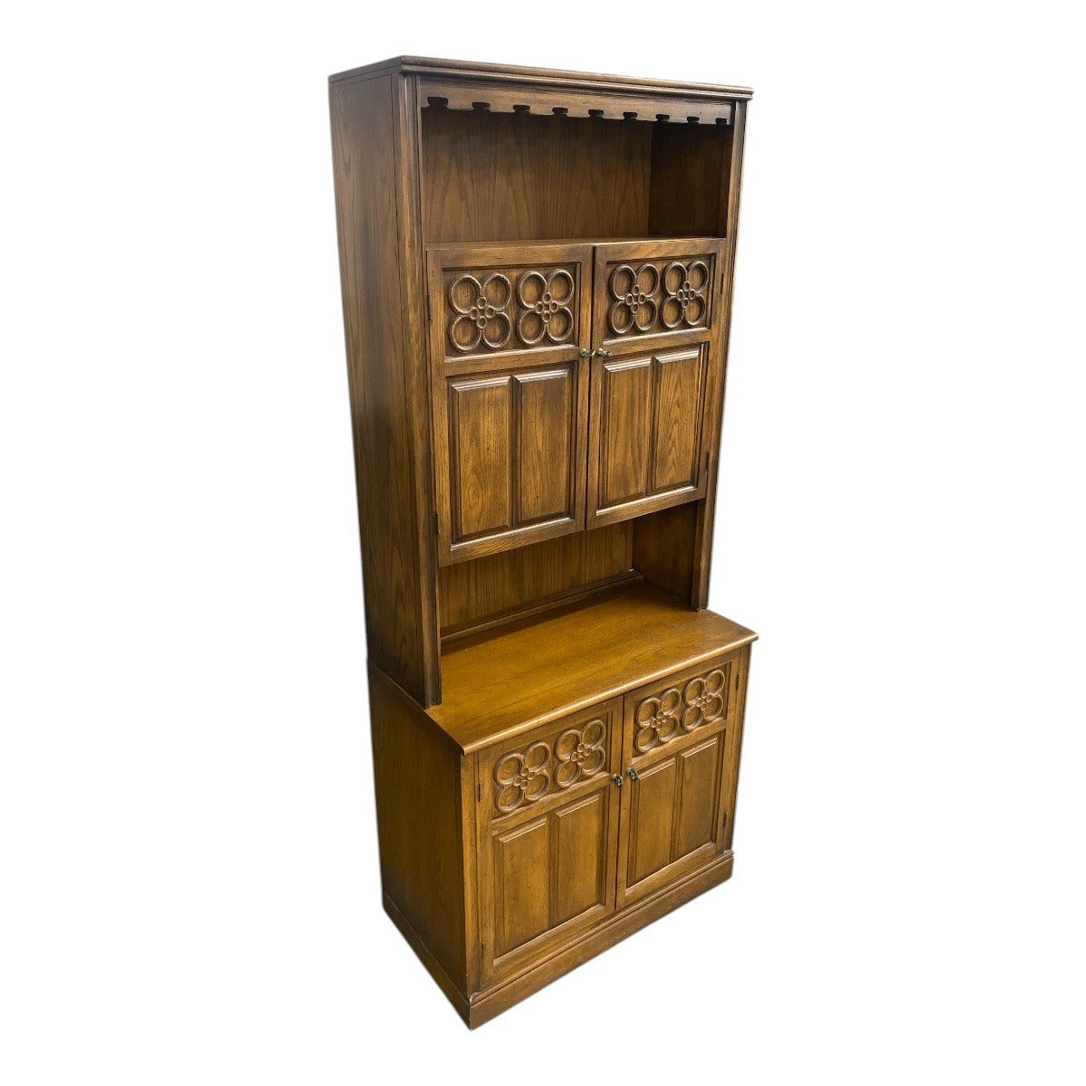 Conant Ball Carved Maple Hutch/Bookcase – Two-Tier Storage