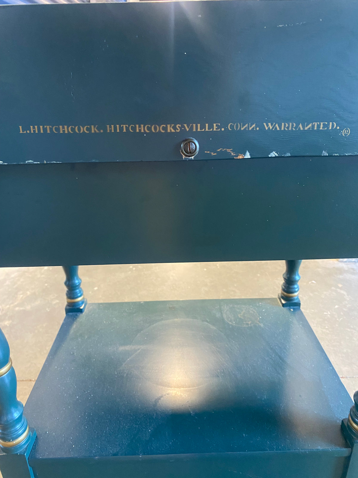 Hitchcock-Style Two-Drawer Washstand with Hand-Stenciled Fruit Basket Motif