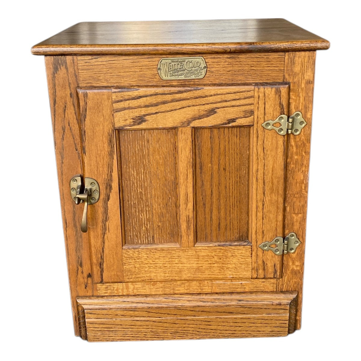 Antique White Clad Oak Ice Box — Simmons Hardware Co. St. Louis, c. 1900s