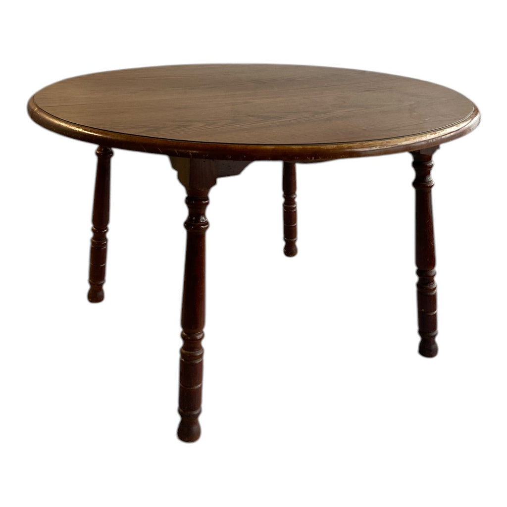 Round Oak‐Look Dining Table + Leaf – Seats 4–6