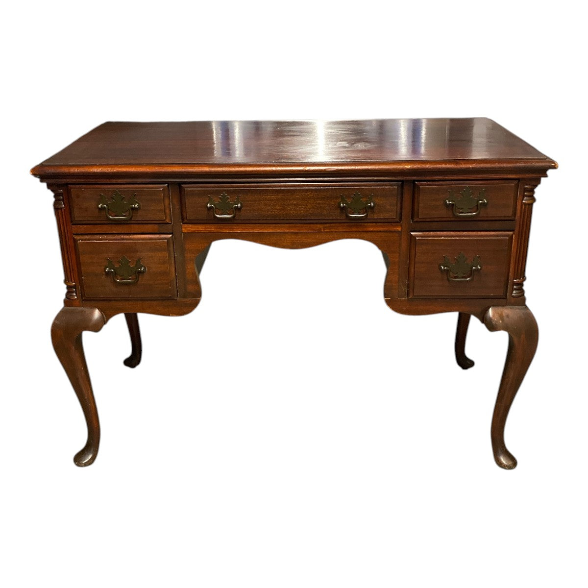Vintage Mahogany Five-Drawer Kneehole Desk