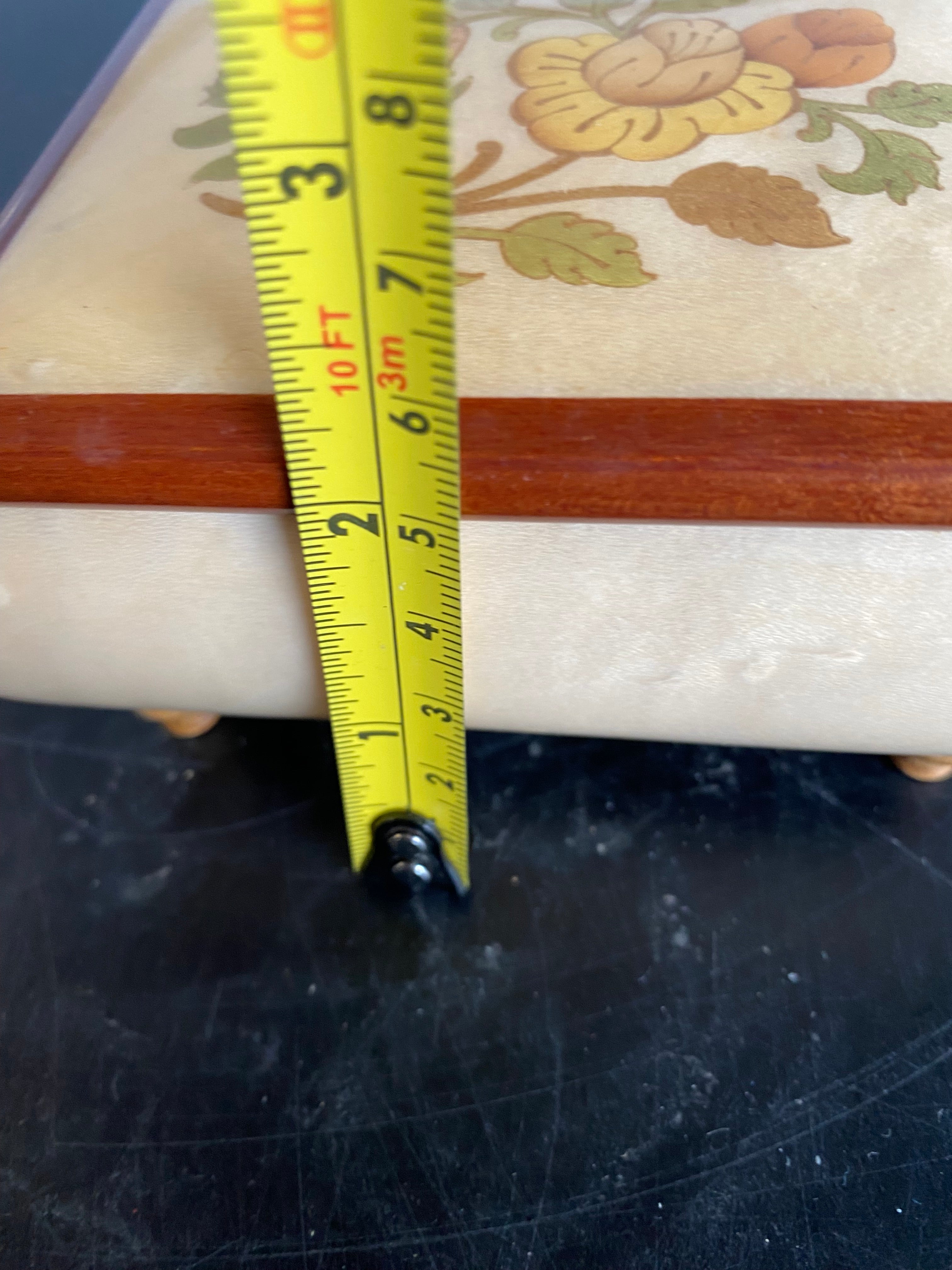 Italian Sorrento Marquetry Music Box — Floral Inlay, Plays 'Torna A Surriento'