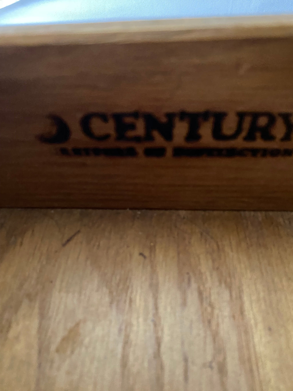 Century Furniture Chin Hua Burl Wood Nightstand with Brass Greek Key Hardware. 1 of 2