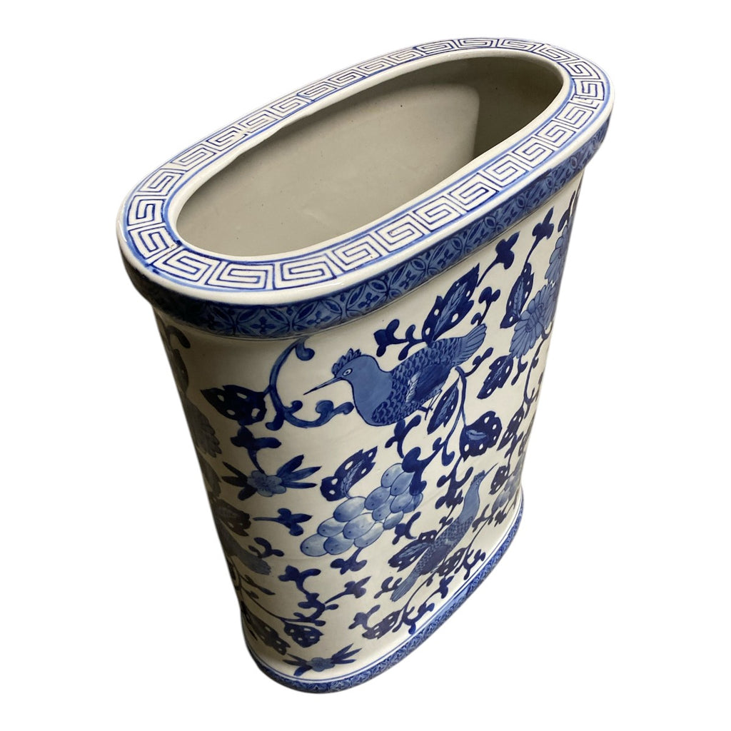 Blue & White Chinoiserie Porcelain Umbrella Stand