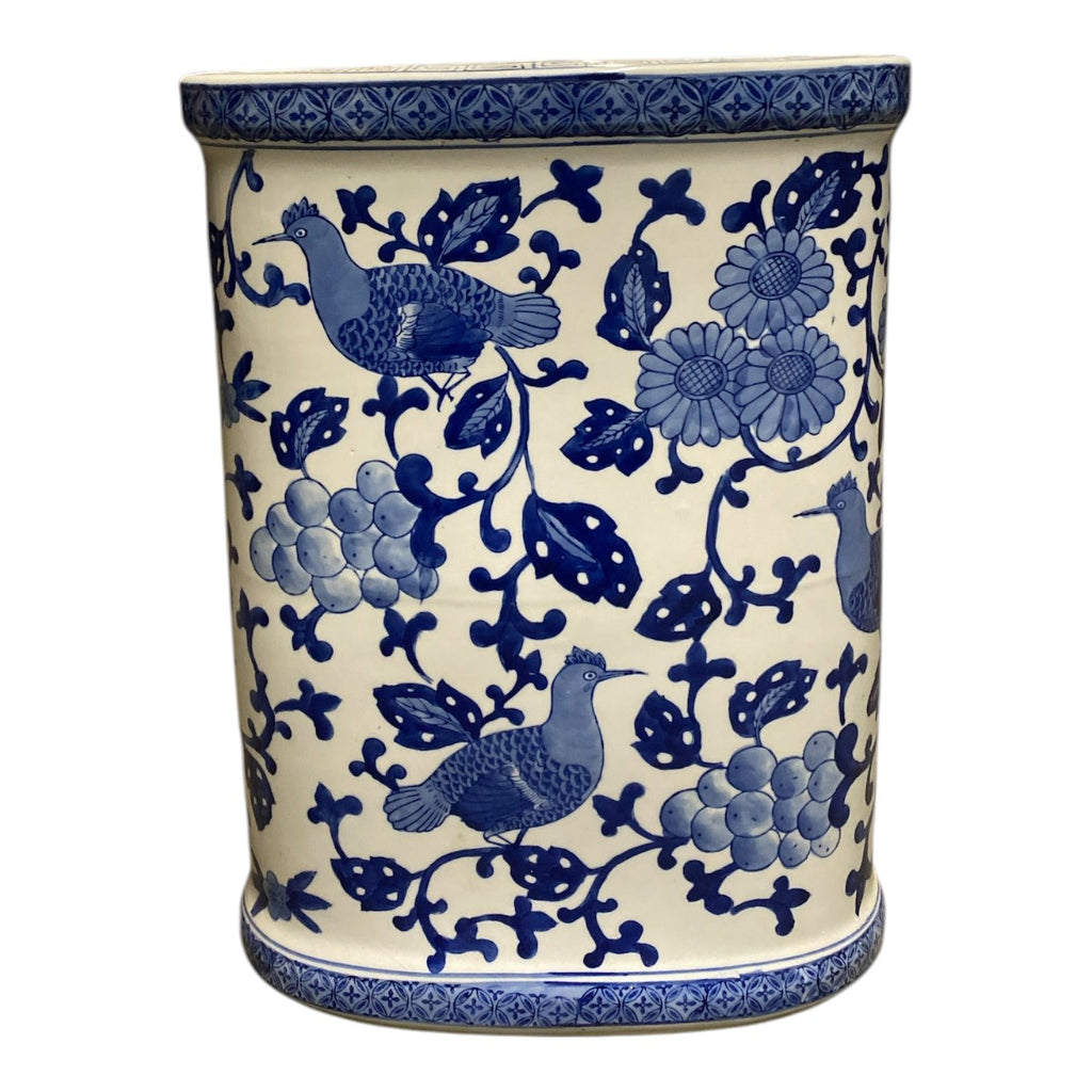 Blue & White Chinoiserie Porcelain Umbrella Stand