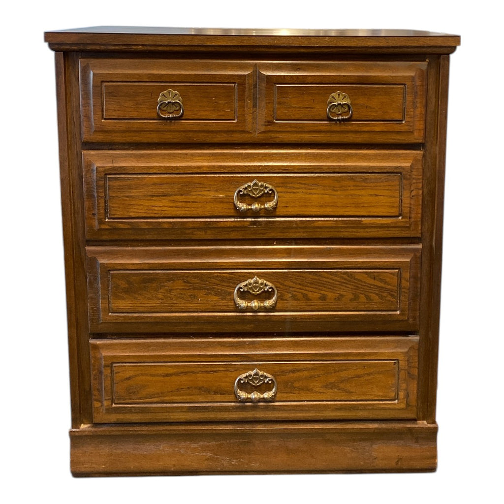 Vintage Oak 5-Drawer Highboy Chest