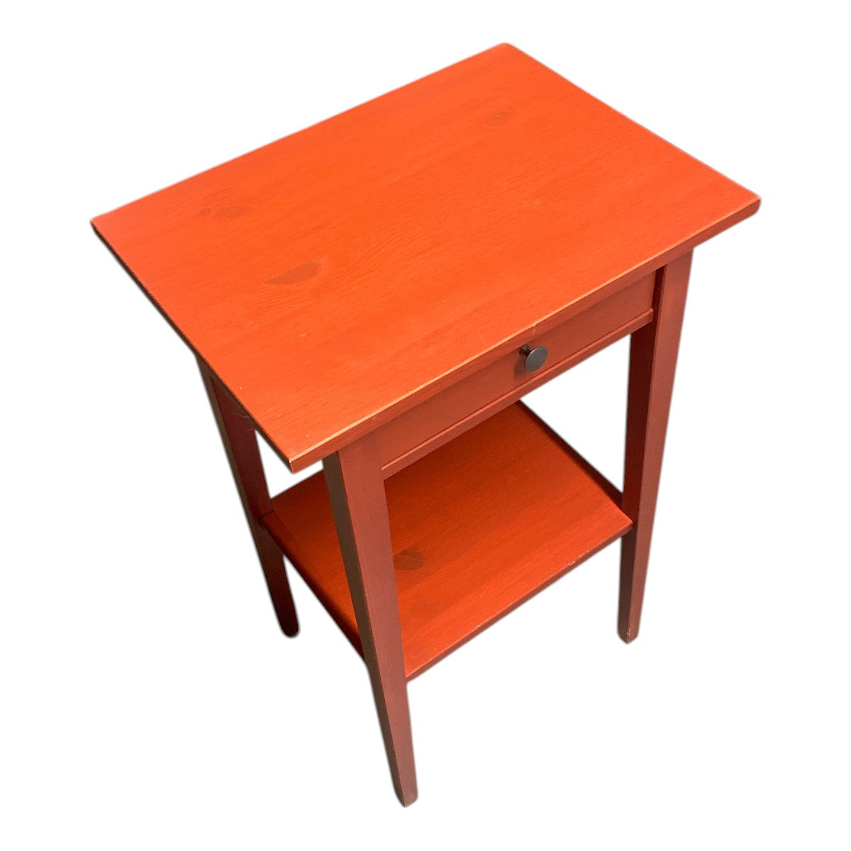 Modern Orange Side Table / Nightstand with Drawer & Shelf