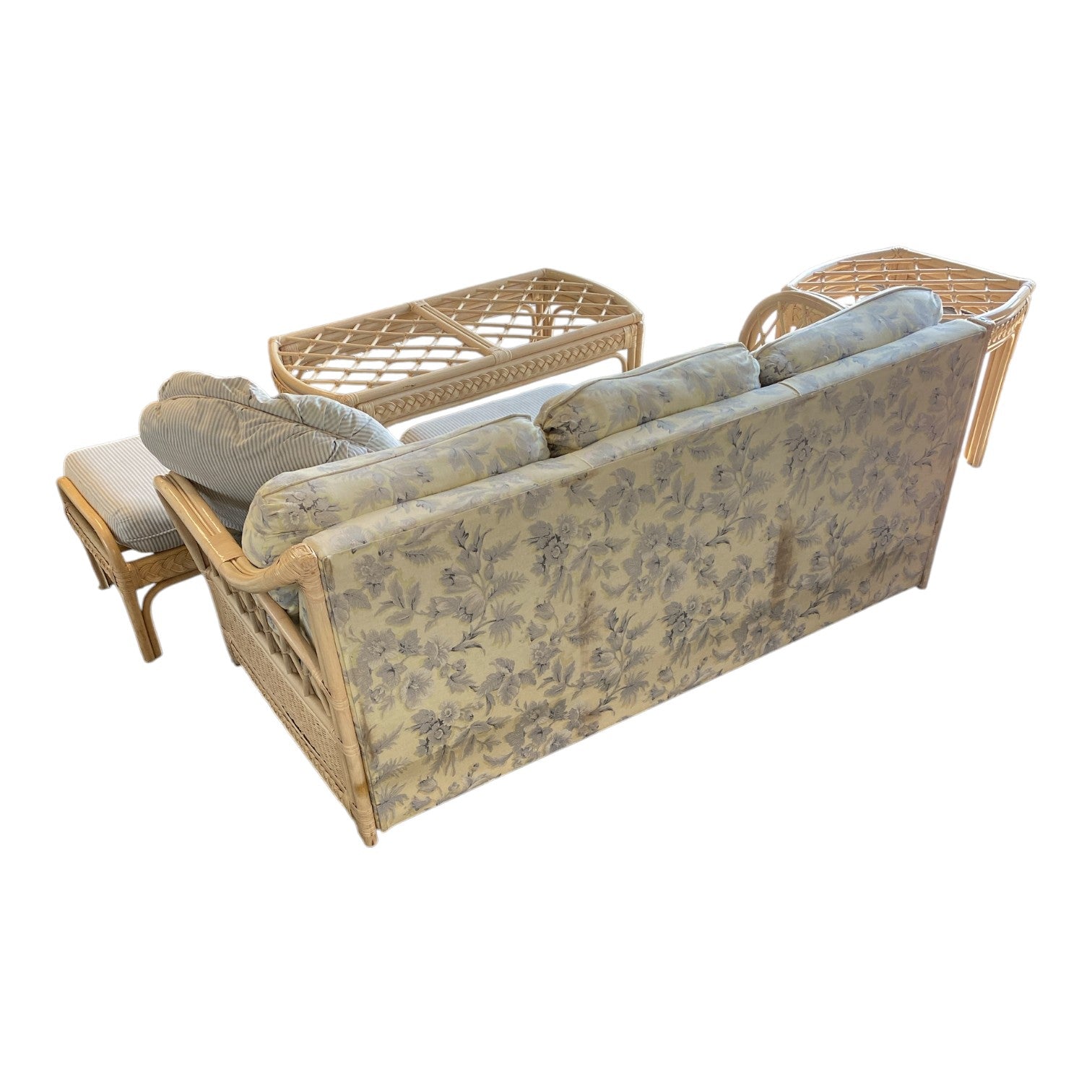 Vintage BenchCraft Wicker Sunroom Sofa Set — 4 Pieces