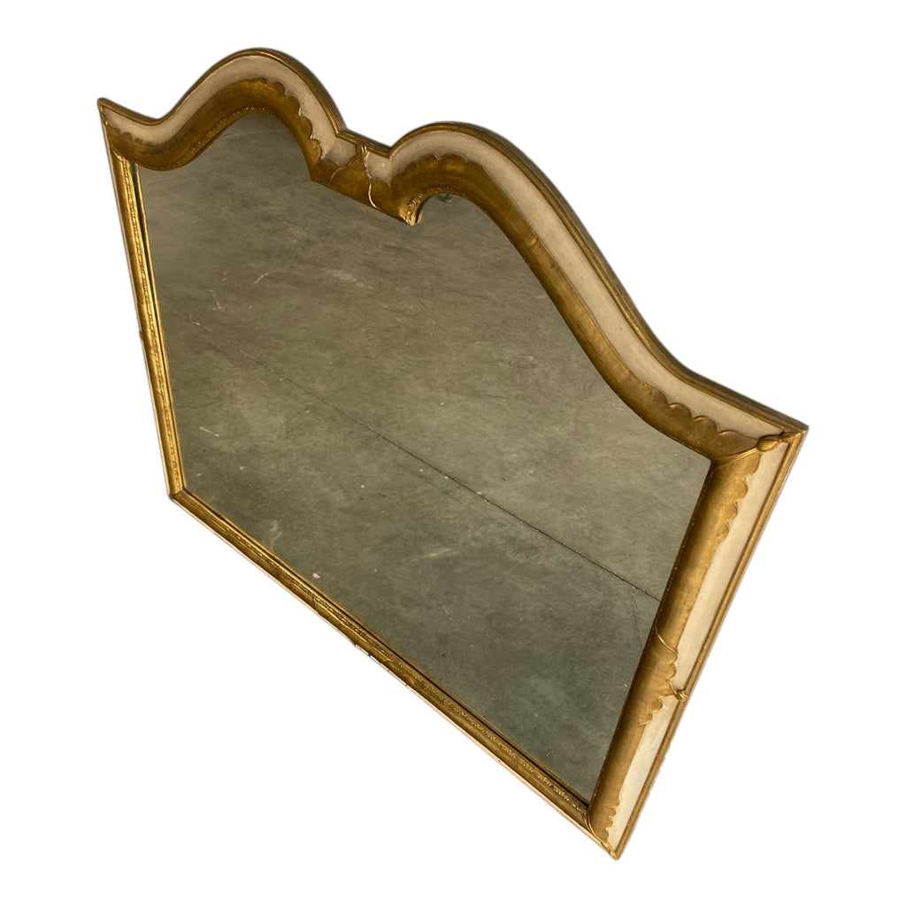 Vintage French Provincial Hollywood Regency Double-Arch Crown Wall Mirror
