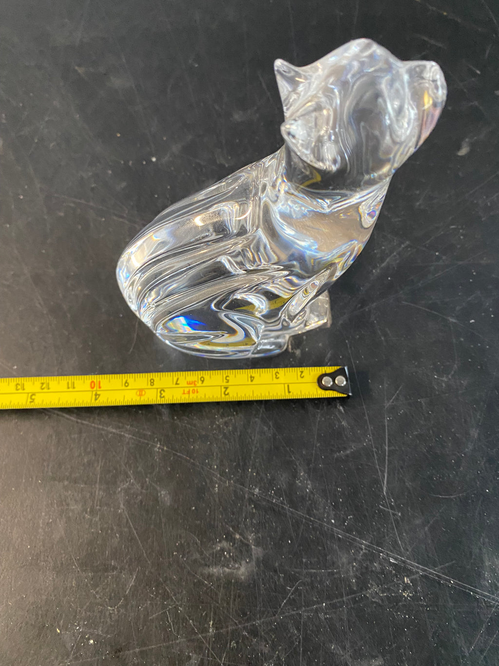 Waterford Crystal Seated Cat Figurine Clear Lead Crystal Paperweight