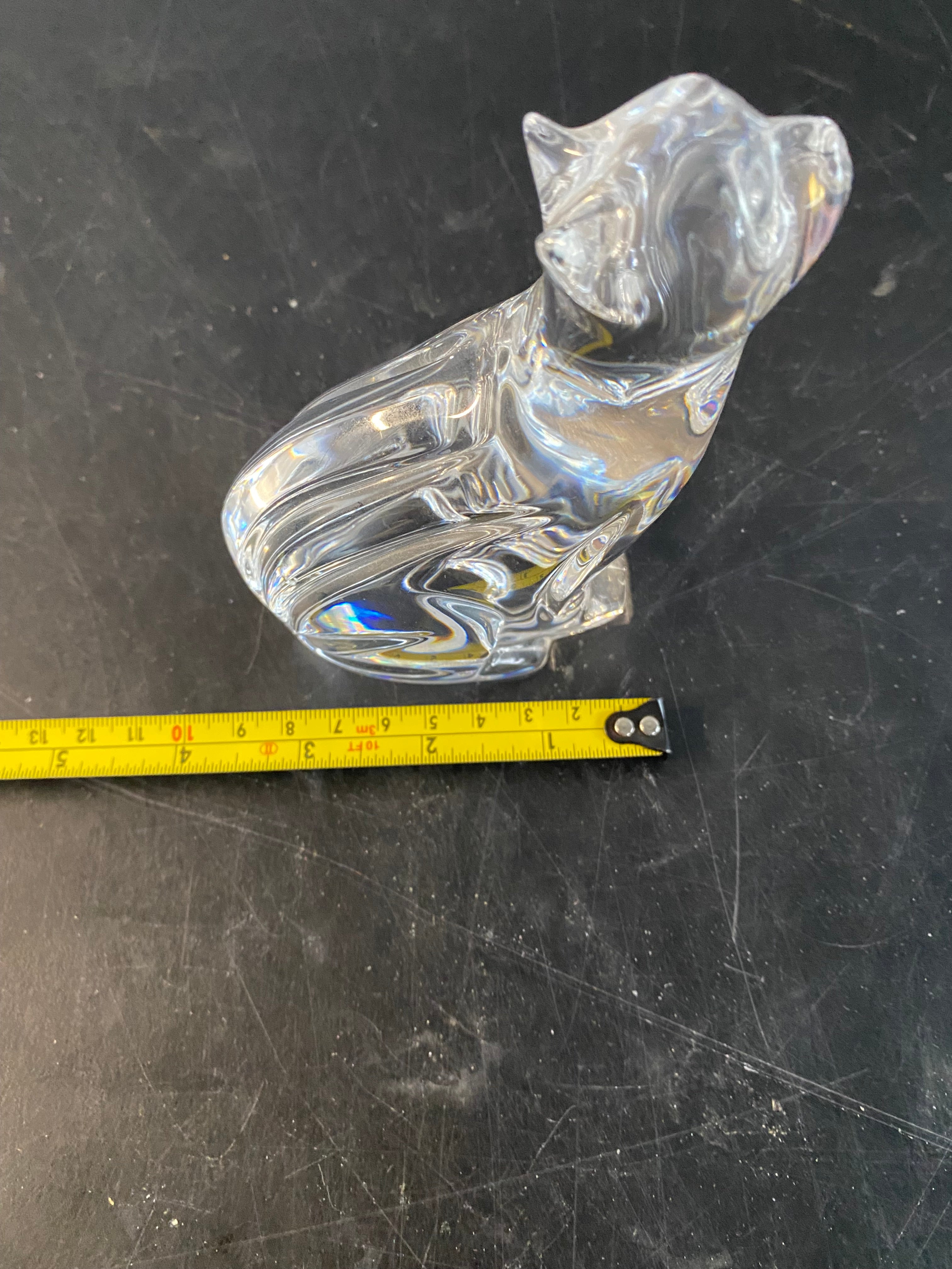 Waterford Crystal Seated Cat Figurine Clear Lead Crystal Paperweight