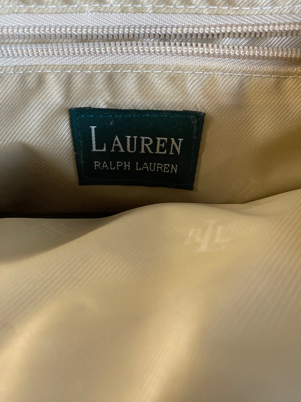 Lauren Ralph Lauren Glen Plaid Tote Bag with Tan Leather Trim
