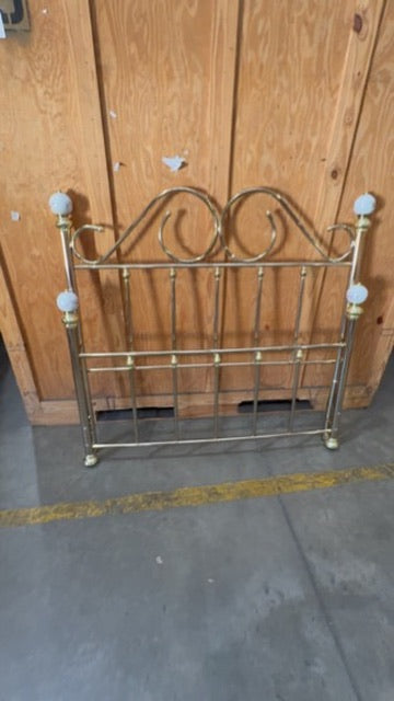Polished Chrome & Porcelain Queen Bed Frame with Victorian-Style Scrollwork
