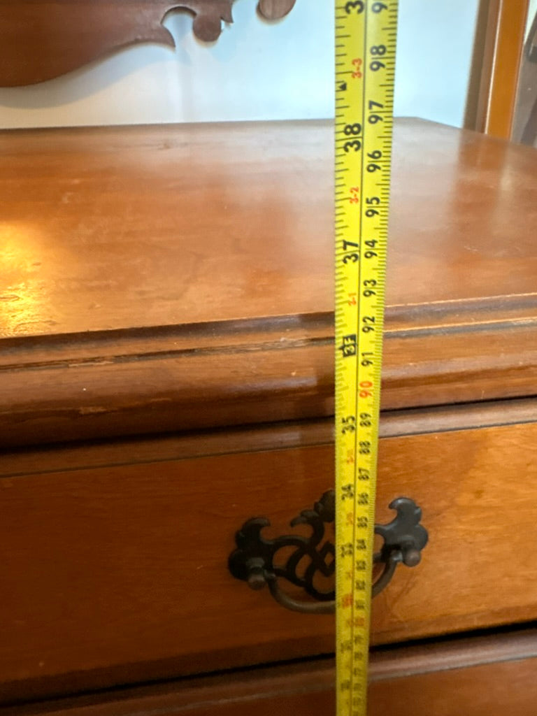Mid-Century Colonial Revival Cherry Chest of Drawers with Chippendale Hardware