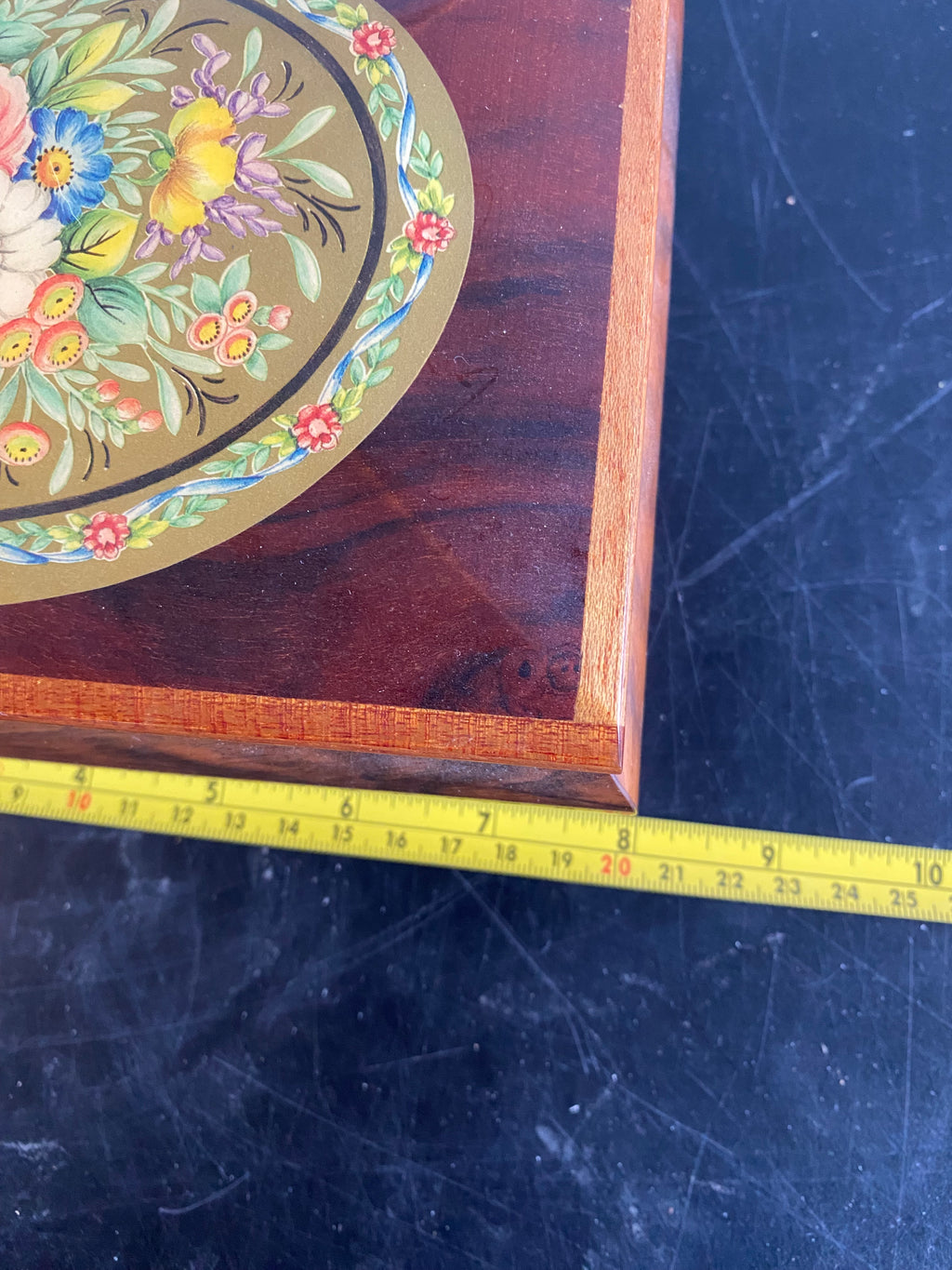 Reuge Swiss Musical Movement Box No. 3756 "Für Elise" Hand-Painted Floral Lid