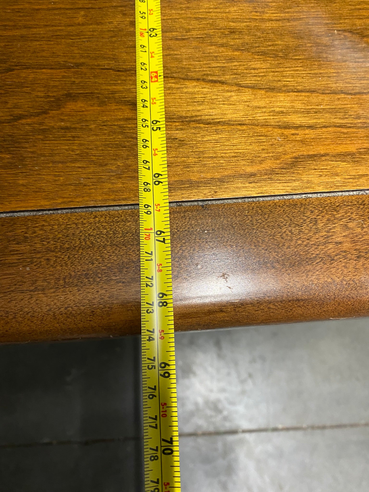 Vintage Solid Wood Trestle Dining Table with Leaves and 6 Chairs