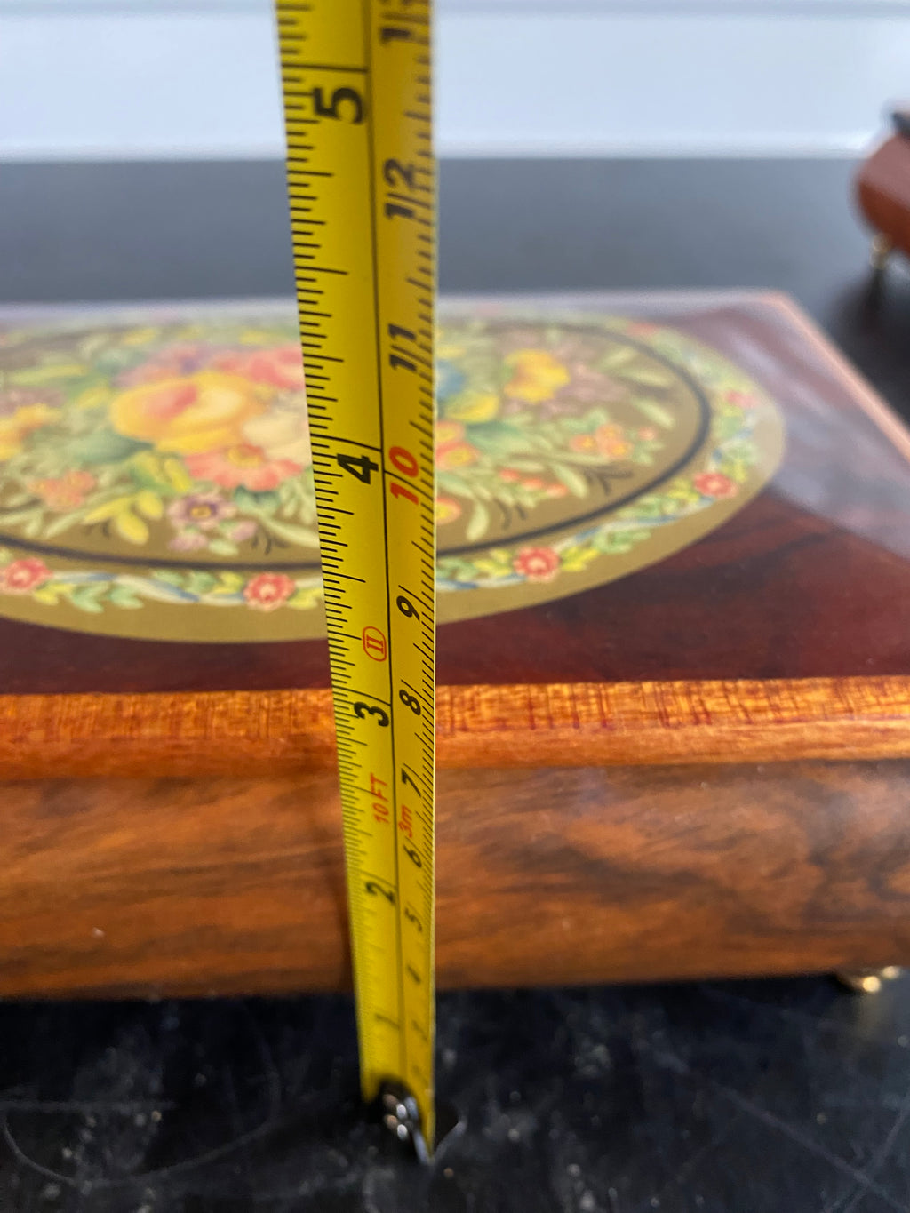 Reuge Swiss Musical Movement Box No. 3756 "Für Elise" Hand-Painted Floral Lid