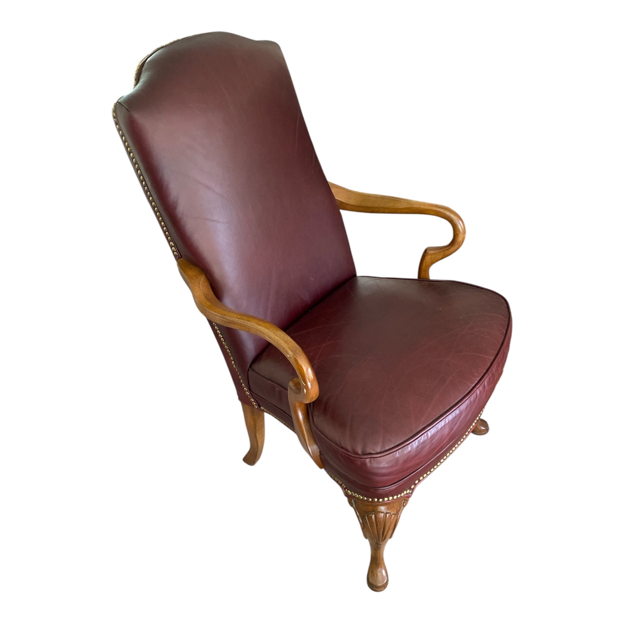 Bradenton-Young Leather Arm Chair – Cherry Legs