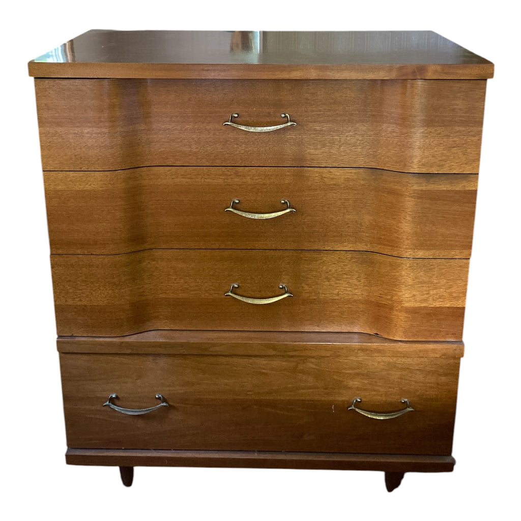 Mid-Century Wave-Front 4-Drawer Dresser – Solid Wood