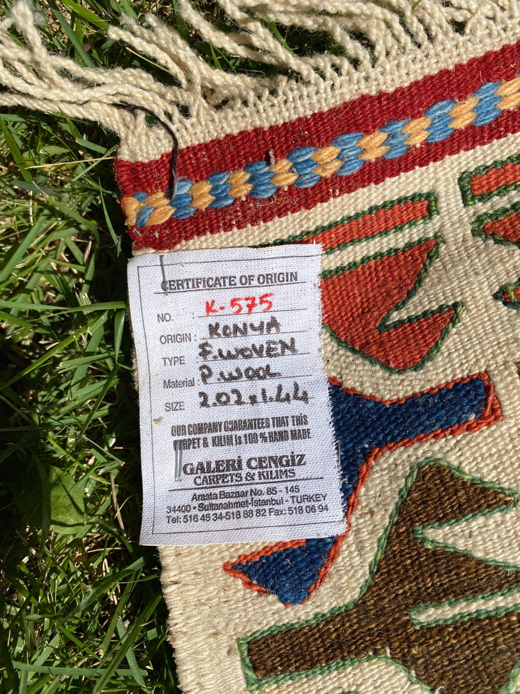 Galeri Cengiz Konya Kilim Turkish Hand-Woven Wool Rug with Certificate