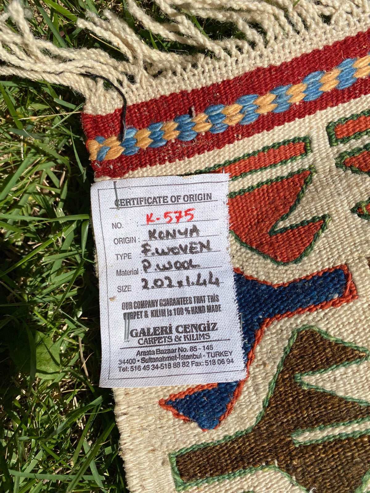 Galeri Cengiz Konya Kilim Turkish Hand-Woven Wool Rug with Certificate
