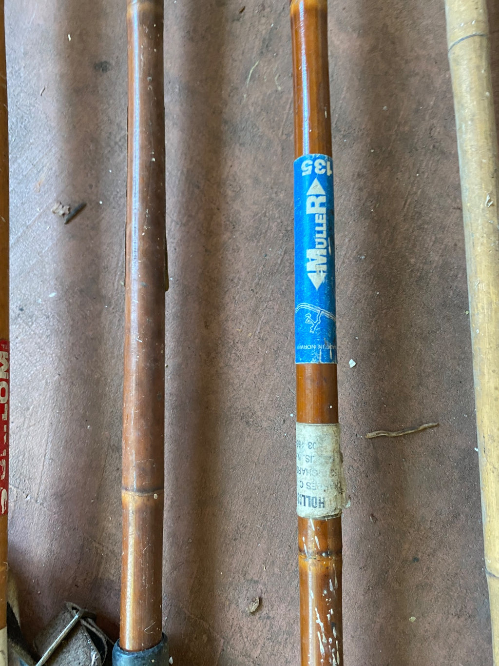 Vintage Bamboo Ski Poles Collection — Mixed Makers Including Montag, 6 Poles