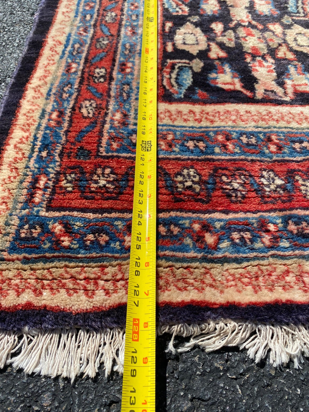 Antique Persian Malayer Runner Hand-Knotted Wool Navy Field Diamond Lattice