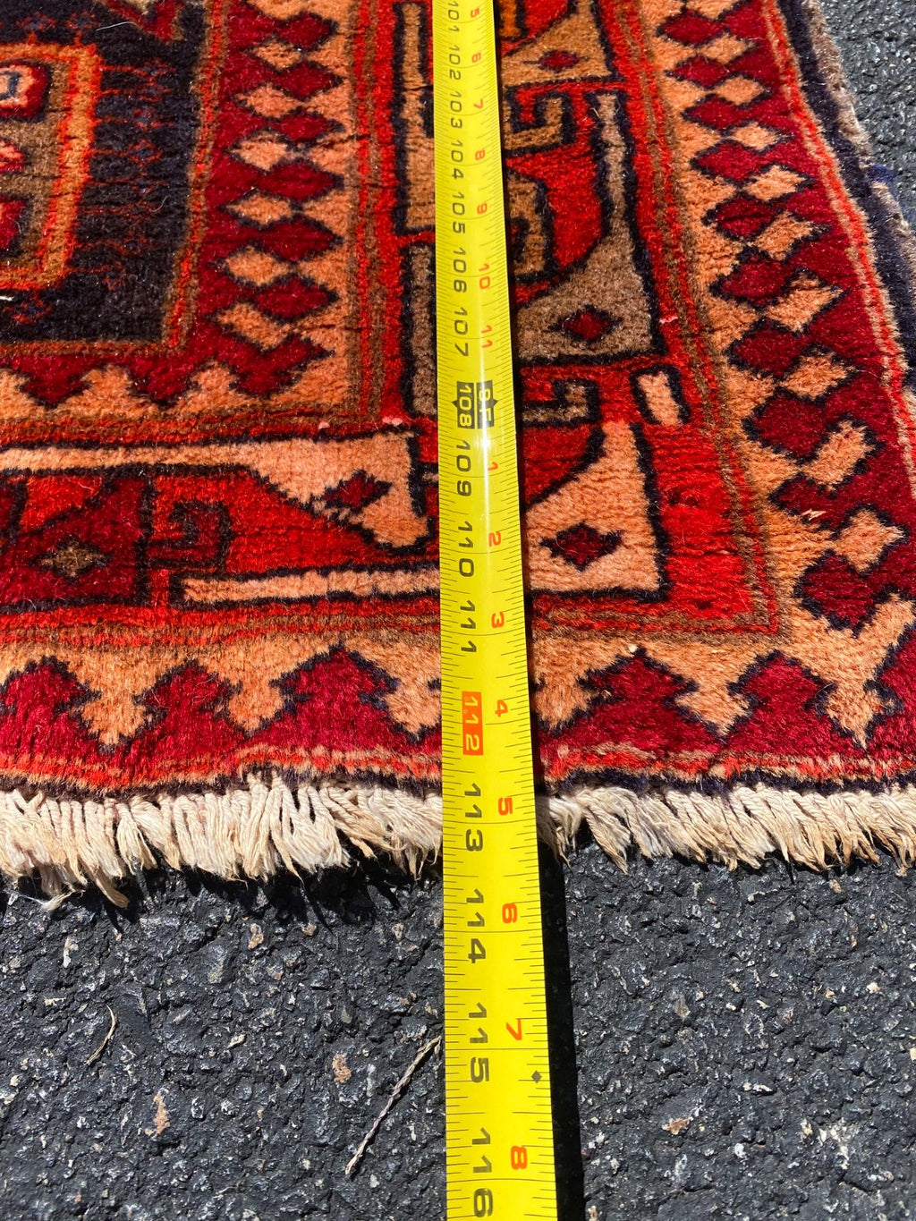Vintage Caucasian-Style Hand-Knotted Wool Runner, Bold Geometric Medallions