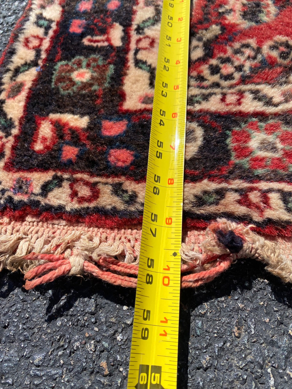 Vintage Persian Hamadan Hand-Knotted Wool Runner Rug Red Field Medallion