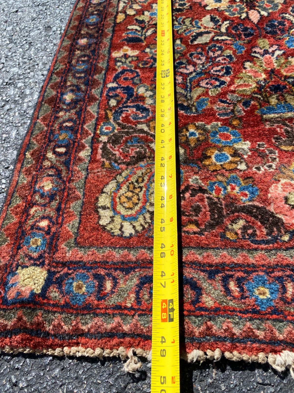 Antique Persian Sarouk Hand-Knotted Wool Runner, Rich Red Field