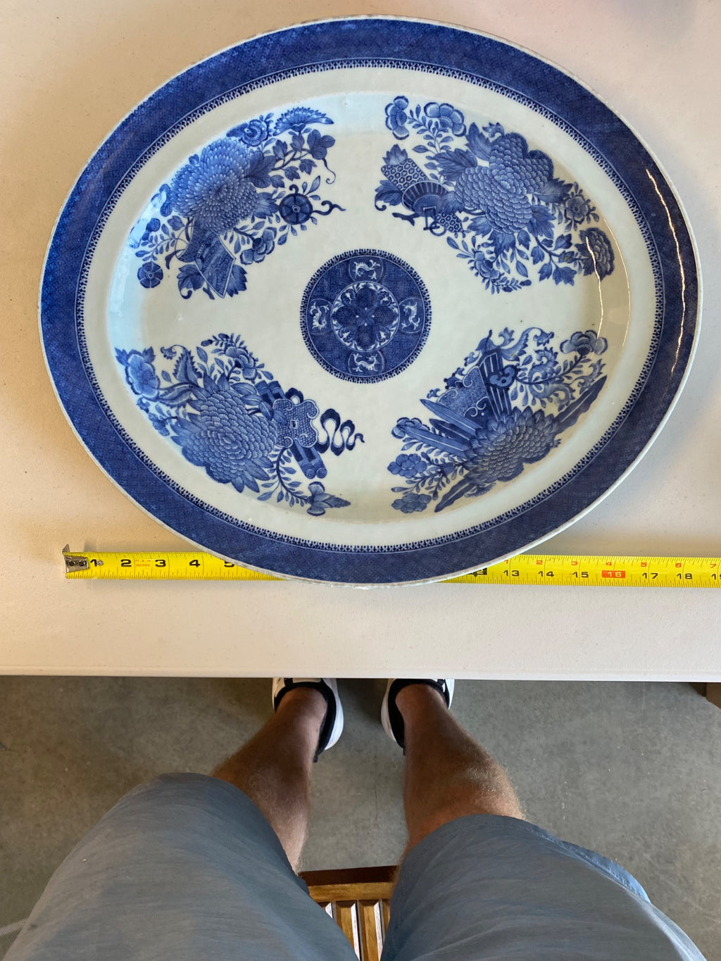 Chinese Export Fitzhugh Pattern Blue & White Porcelain Oval Platter, 18th/19th C