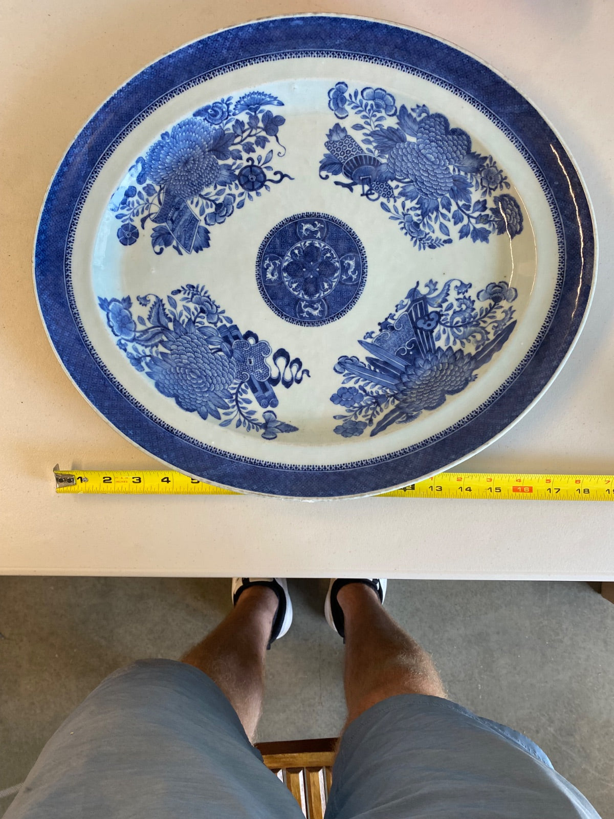 Chinese Export Fitzhugh Pattern Blue & White Porcelain Oval Platter, 18th/19th C