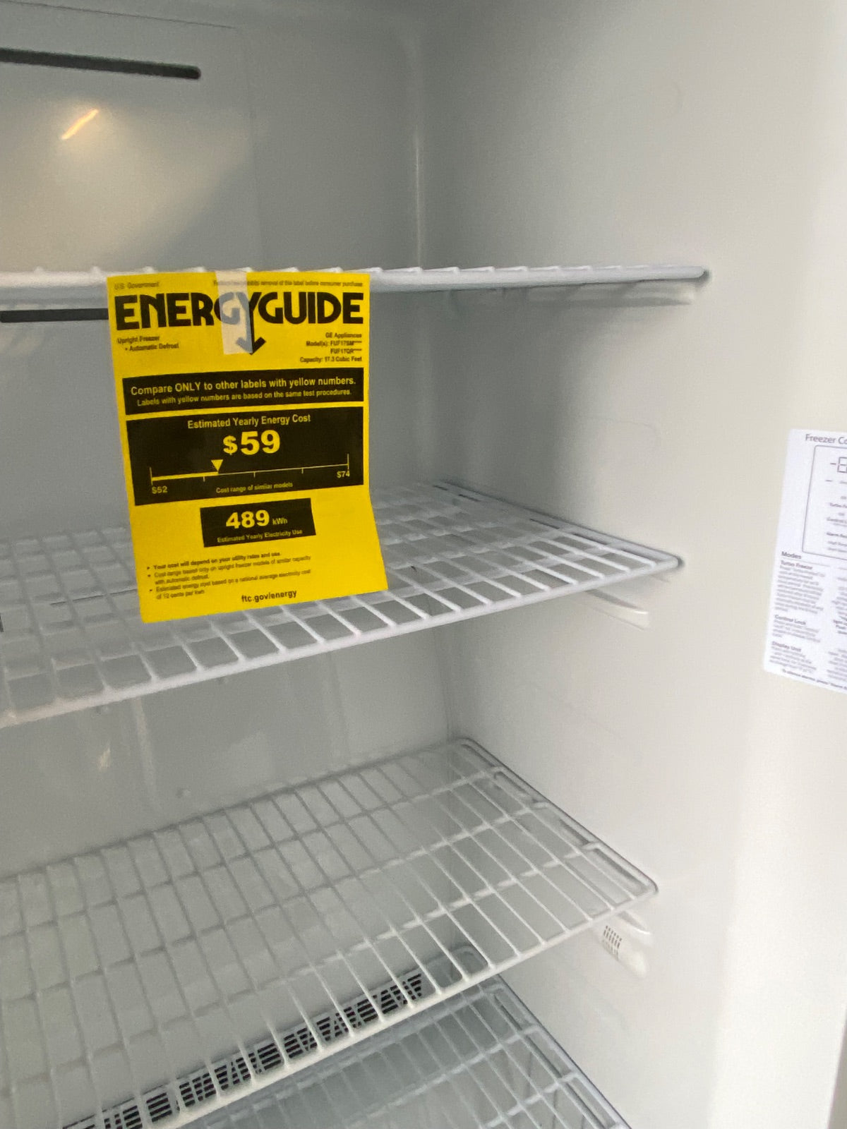 GE 17 Cu Ft Upright Freezer FUF17SMRWW Frost-Free — Nearly New 2022