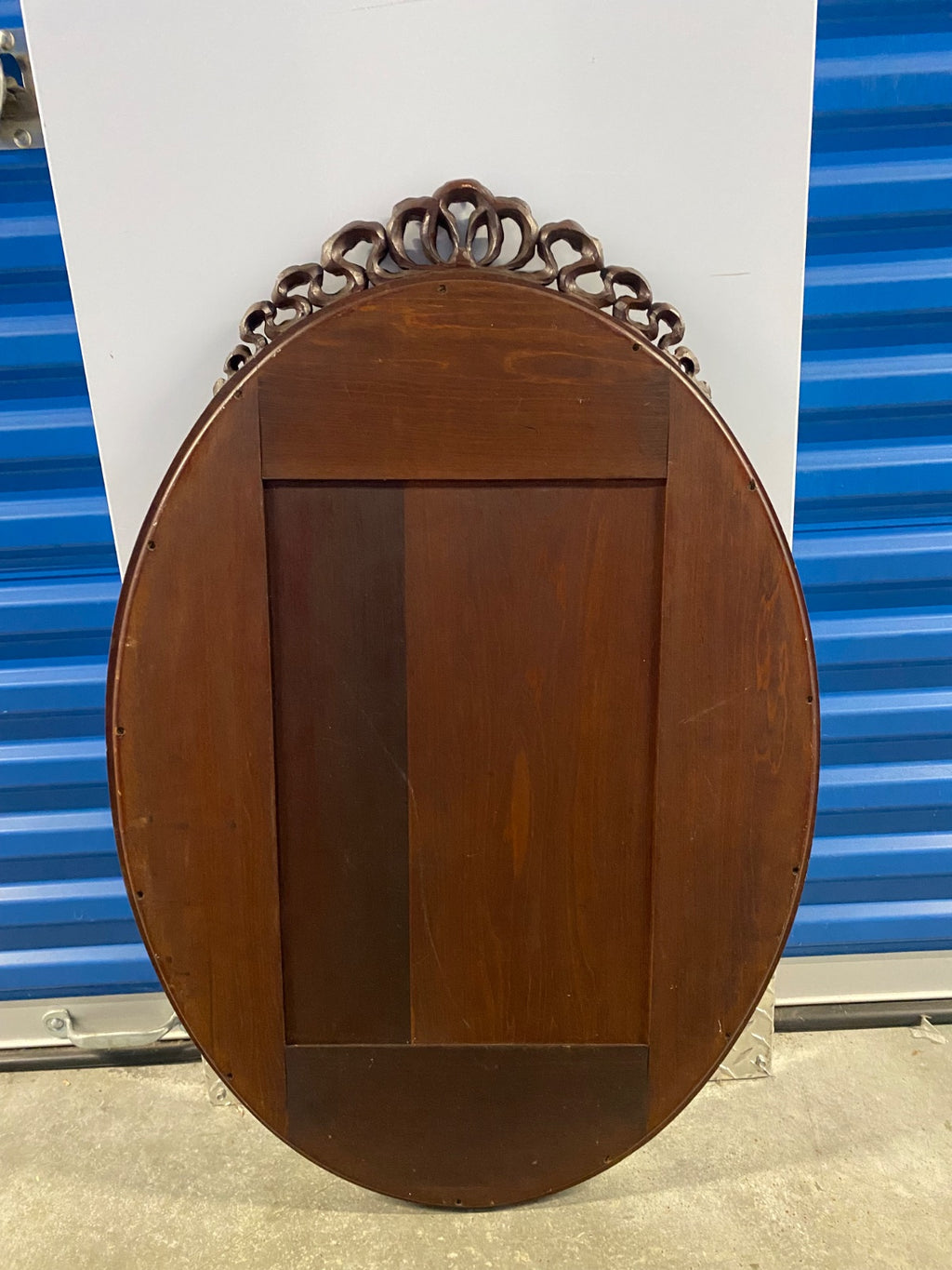 Louis XVI Style Oval Wall Mirror with Ribbon Bow Crest, Gilt Gesso Frame
