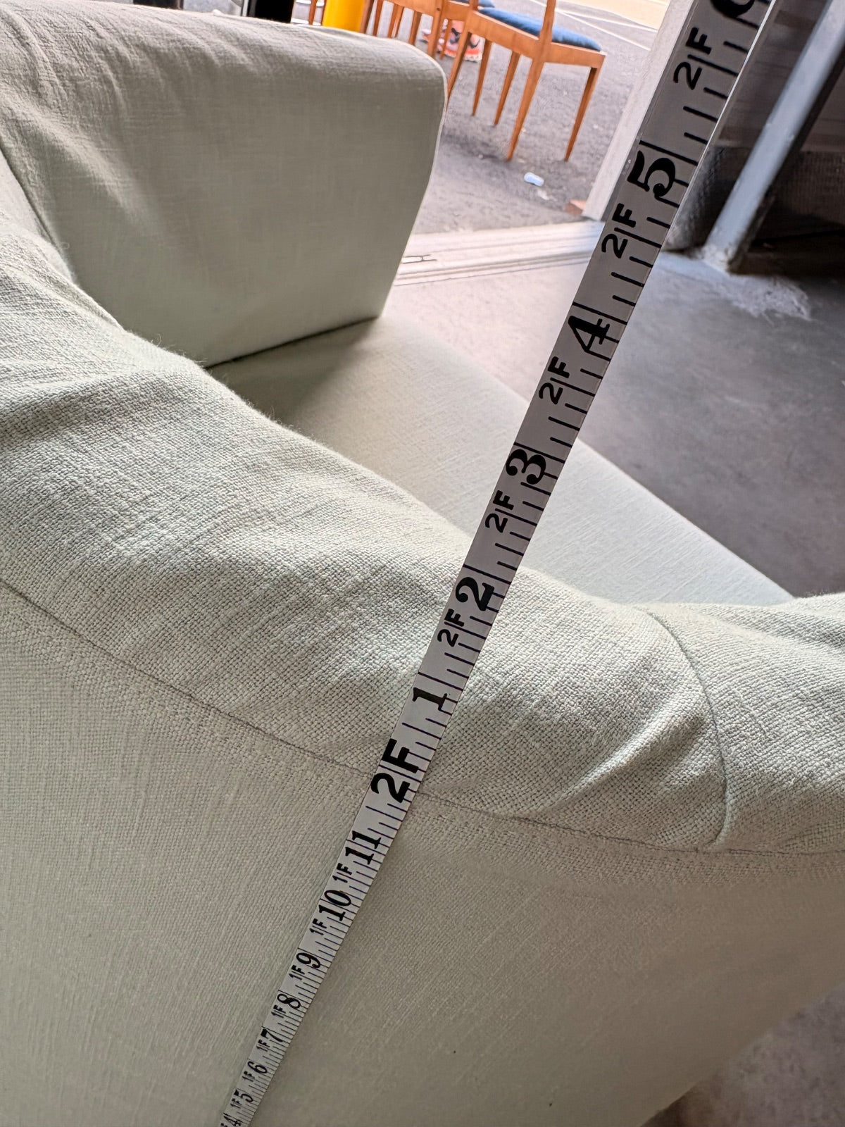 Scandinavian-Style Barrel Chair in Oatmeal Linen-Blend with Birch Legs