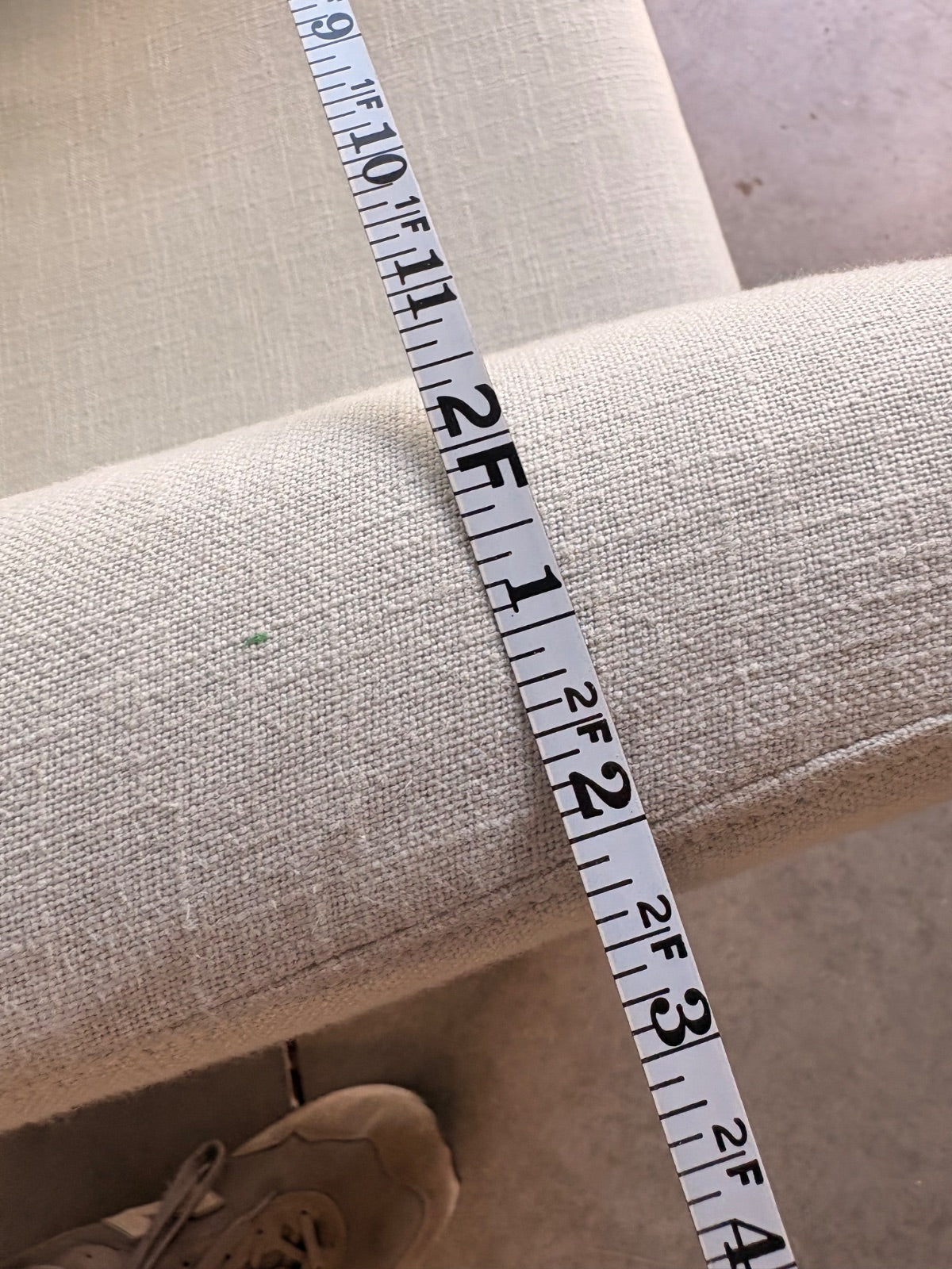 Scandinavian-Style Barrel Chair in Oatmeal Linen-Blend with Birch Legs
