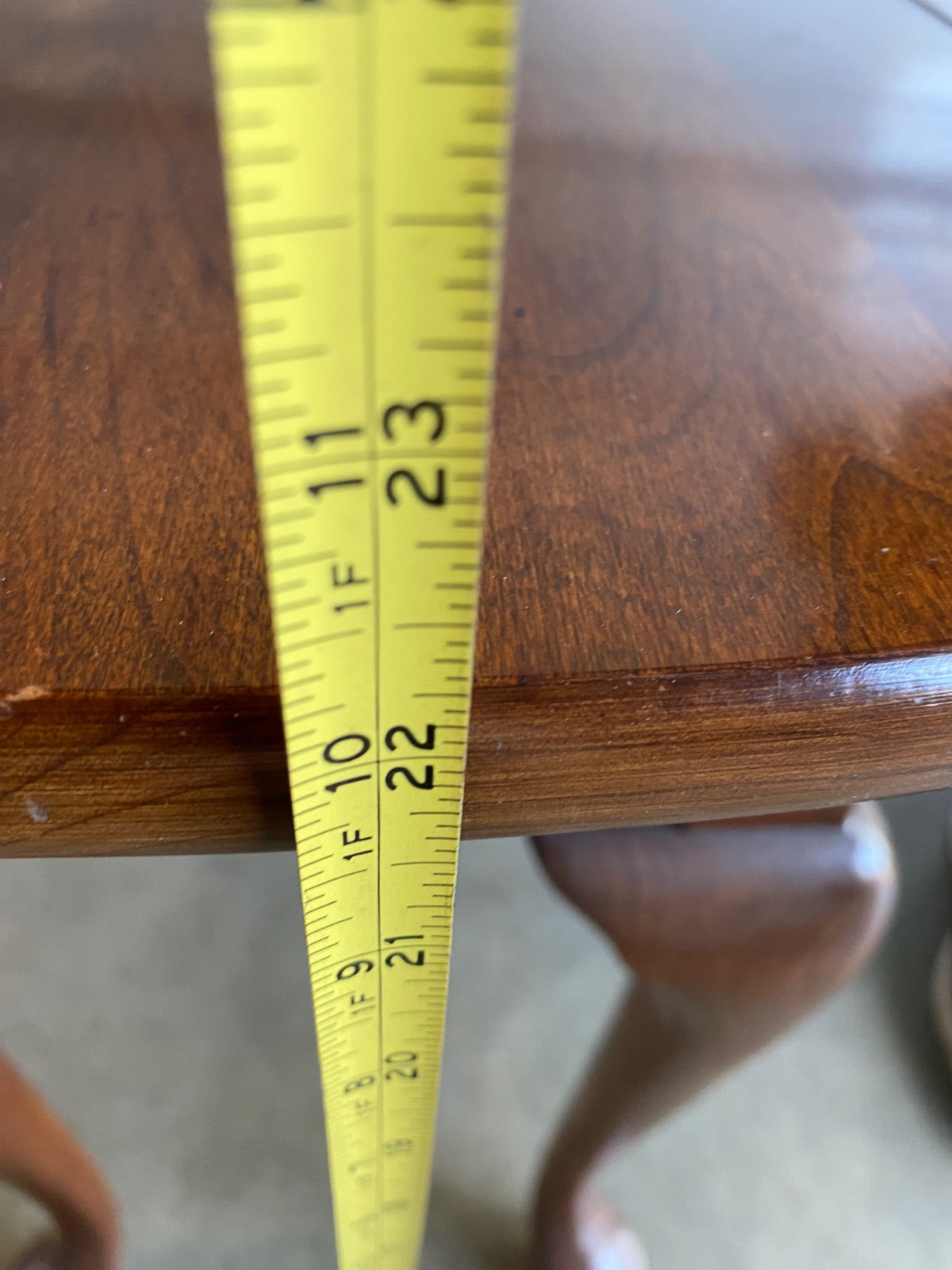 Queen Anne Style Cherry Drop-Leaf Side Table with Cabriole Legs & Pad Feet