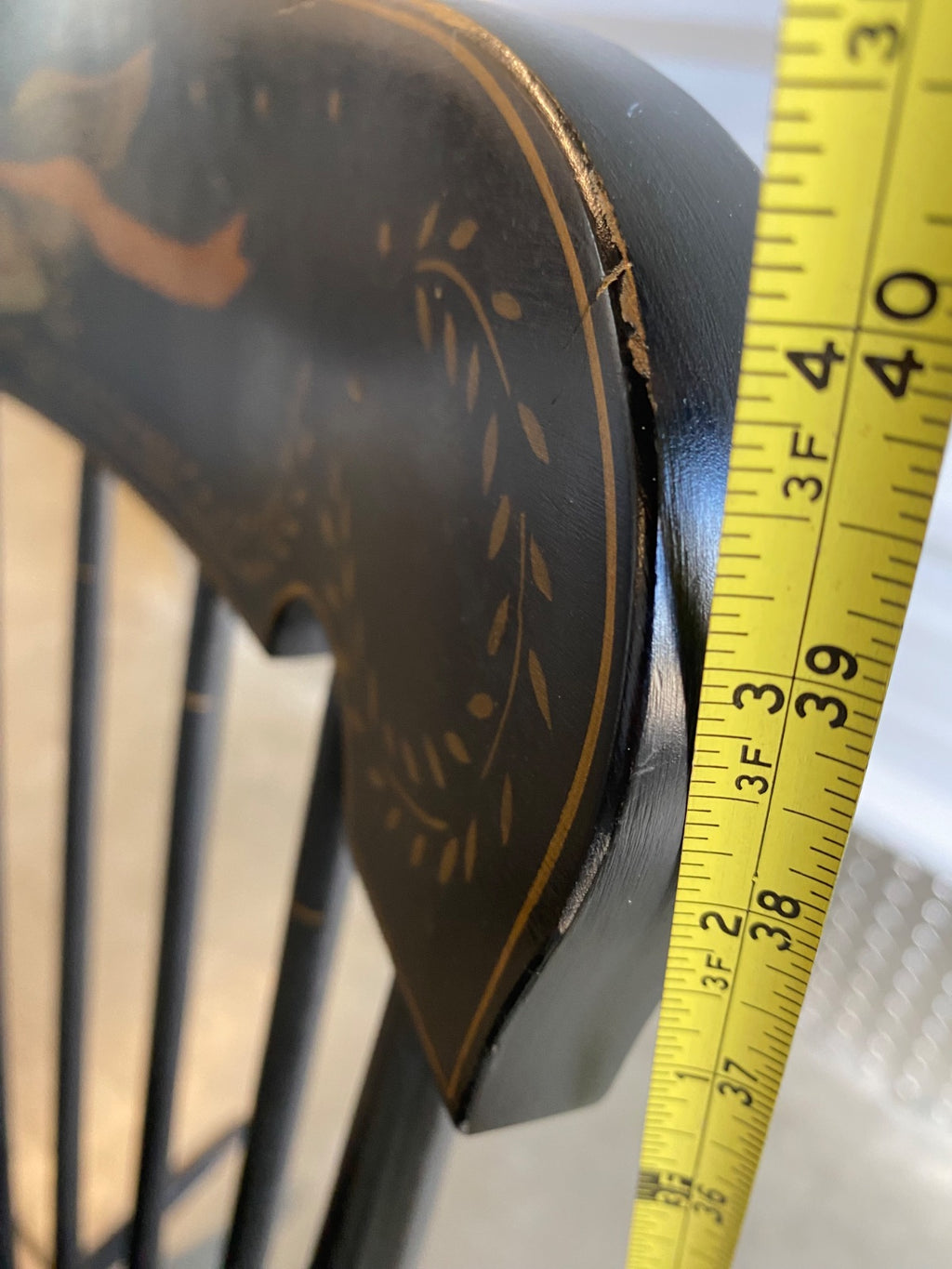 Hitchcock-Style Black Windsor Rocker with Gold Stenciled Eagle & Liberty Banner