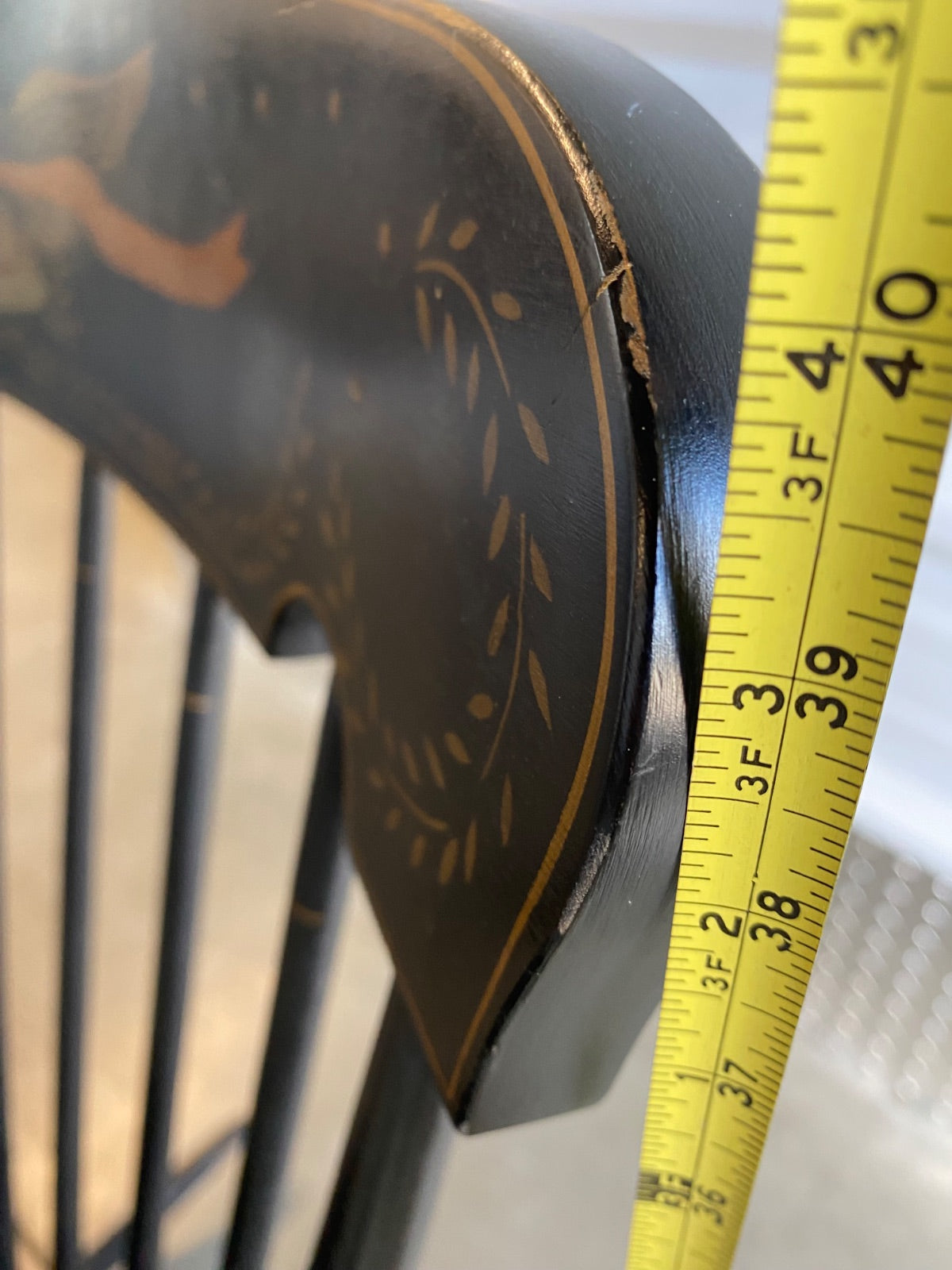 Hitchcock-Style Black Windsor Rocker with Gold Stenciled Eagle & Liberty Banner
