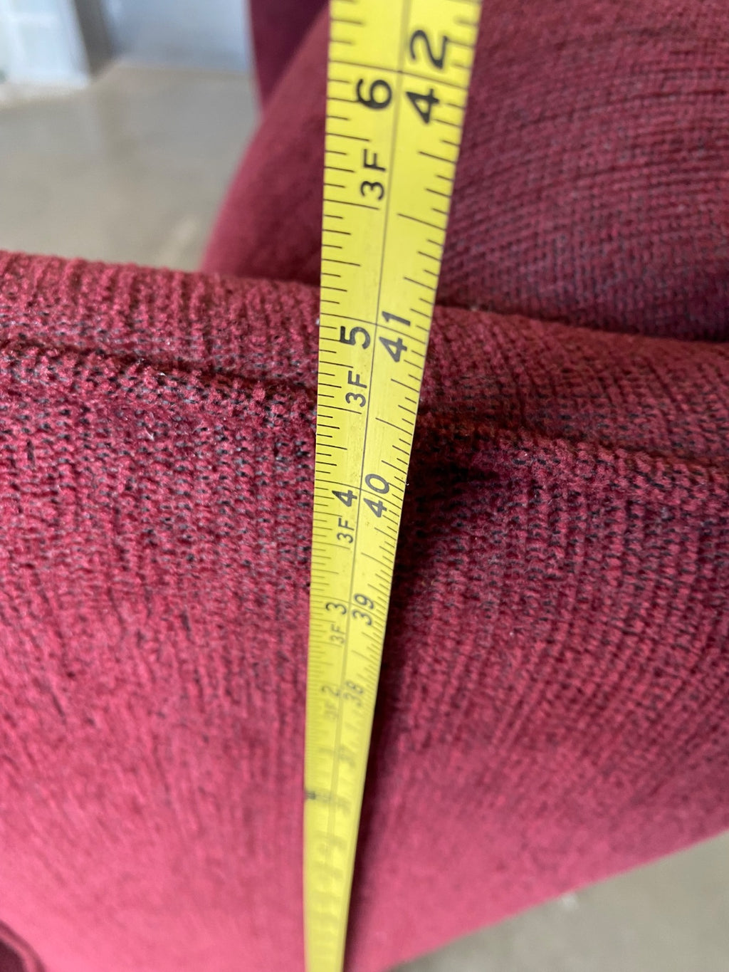Queen Anne Style Wing Chair Recliner in Burgundy Chenille with Cabriole Legs