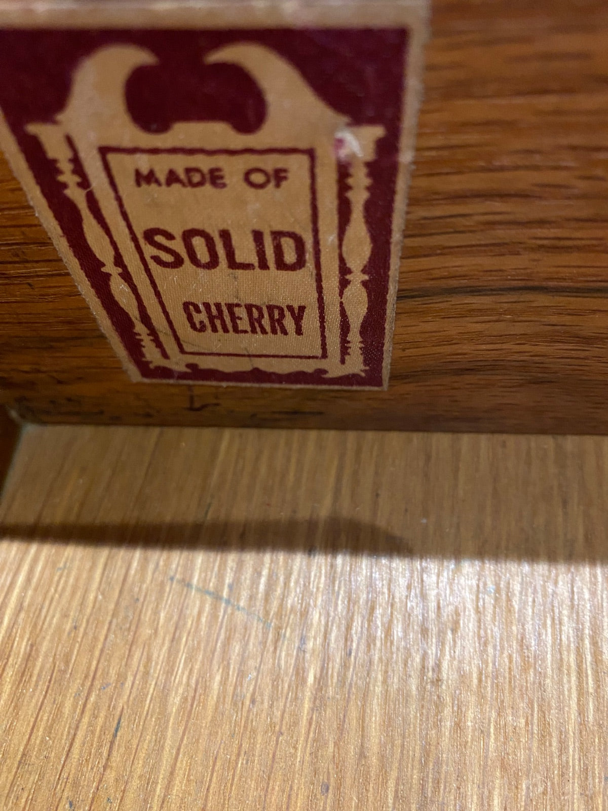 Hitchcock-Style Solid Cherry Tall Chest with Dovetailed Drawers & Stenciled Inla