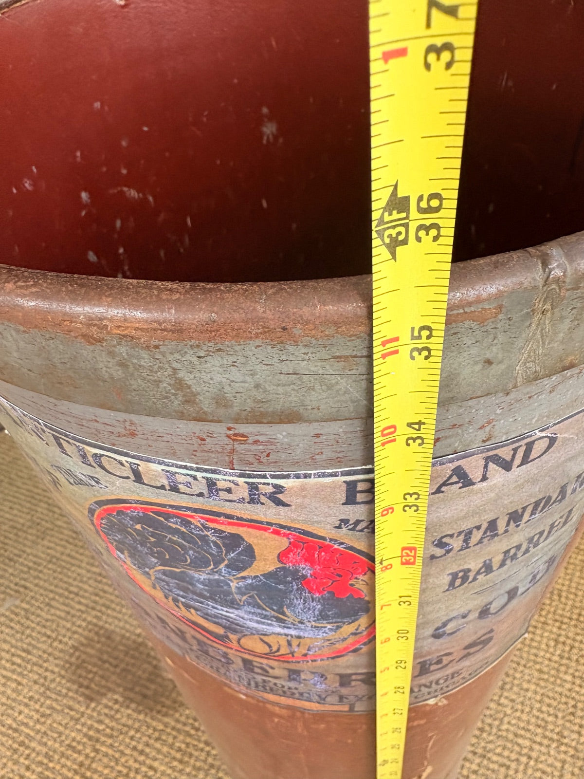 Antique Chanticleer Brand Cape Cod Cranberry Half-Barrel Shipping Container
