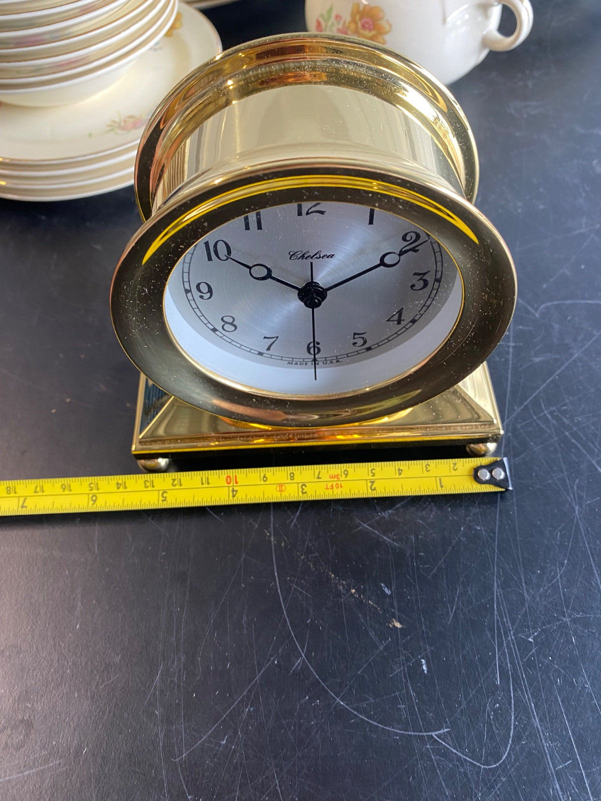 Chelsea Clock Corporate Collection Brass Quartz Desk Clock with Original Papers