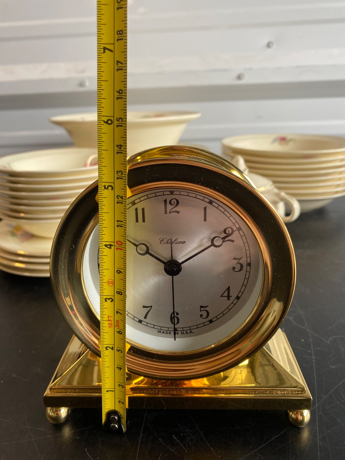 Chelsea Clock Corporate Collection Brass Quartz Desk Clock with Original Papers
